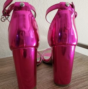 Metallic pink heels